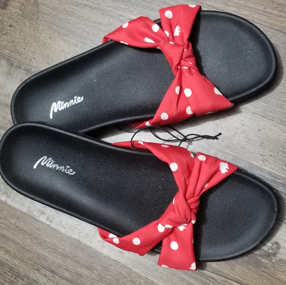 Minnie Mouse Red Bow Sandal Slides